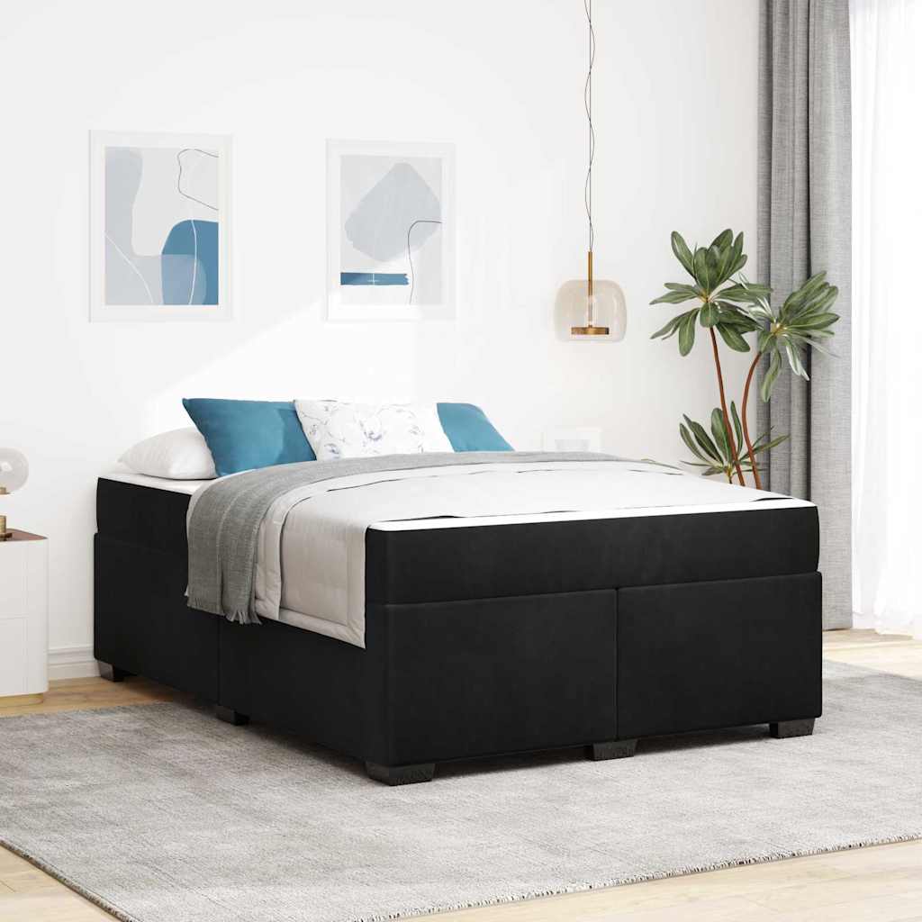 Cadre de lit avec matelas Noir 160 x 200 cm tissu - XIOS