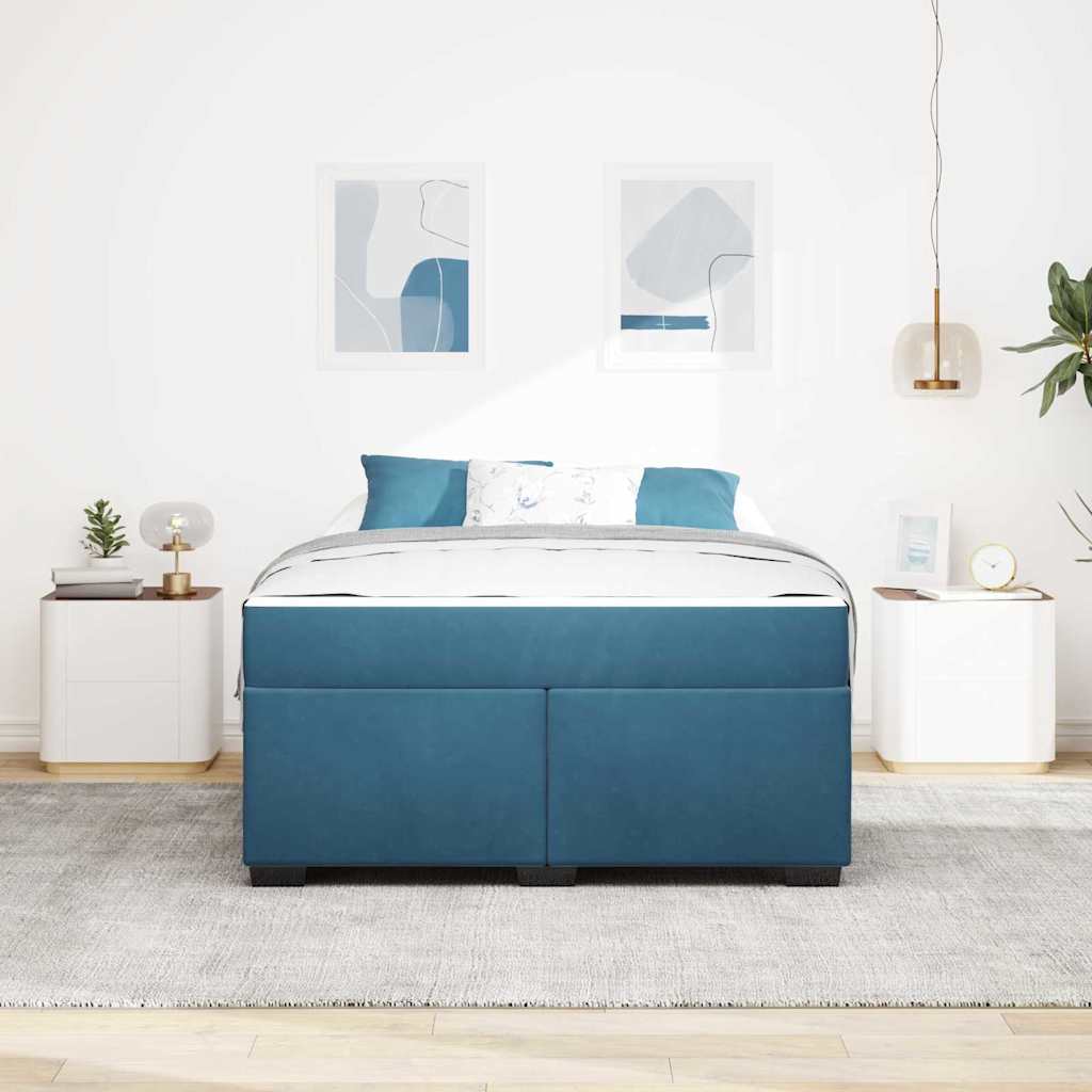 Cadre de lit avec matelas Bleu foncé 160 x 200 cm tissu - XIOS