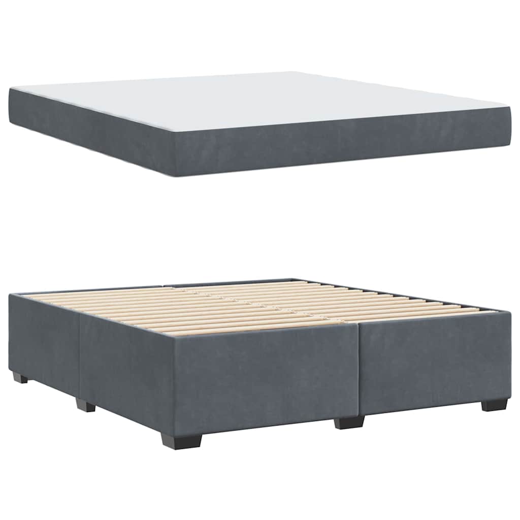 Cadre de lit avec matelas Gris foncé 180 x 200 cm tissu - XIOS