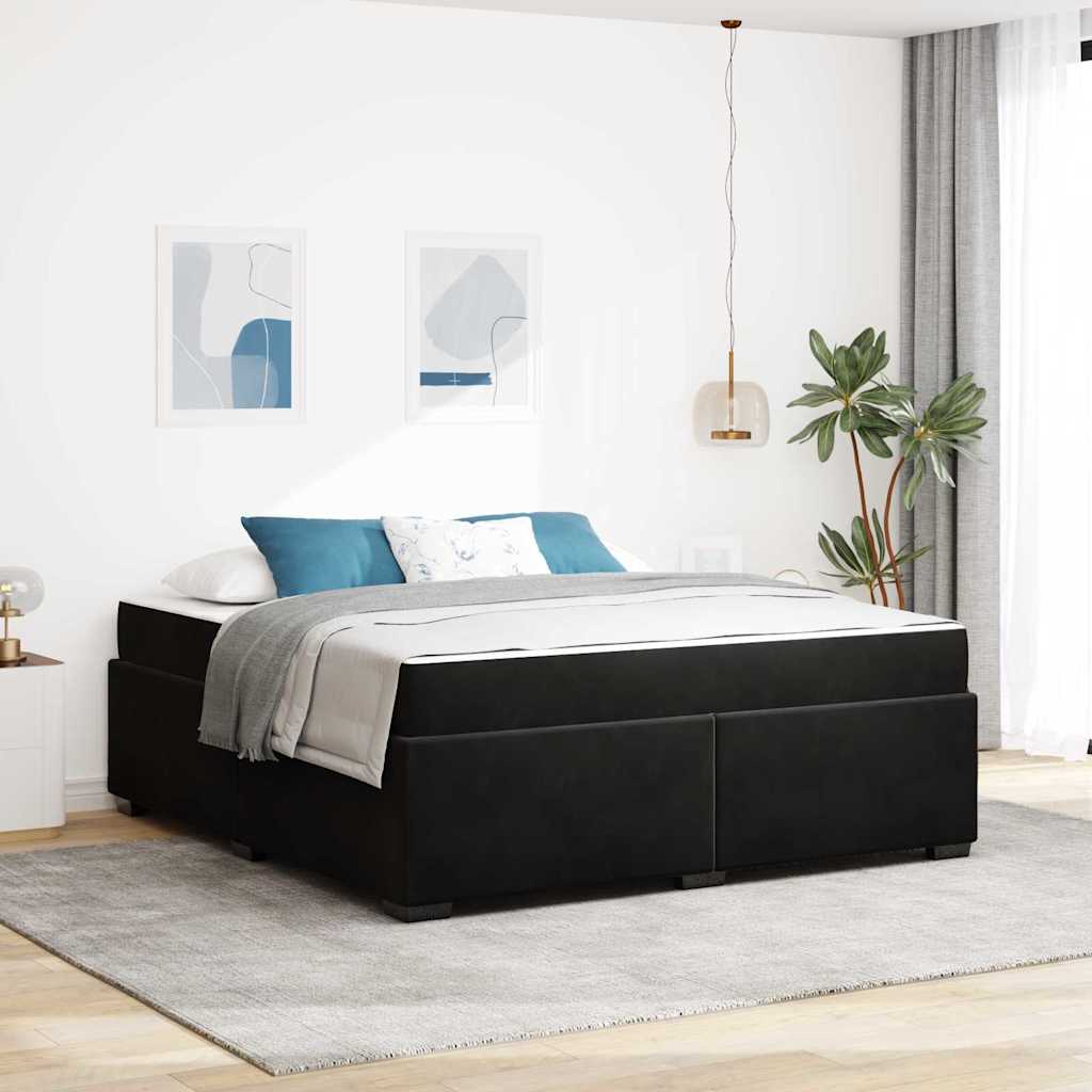 Cadre de lit avec matelas Noir 180 x 200 cm tissu - XIOS