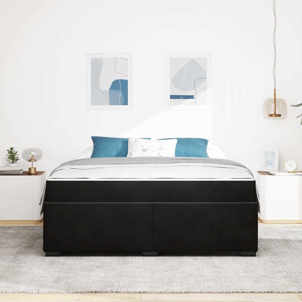 Cadre de lit avec matelas Noir 180 x 200 cm tissu - XIOS