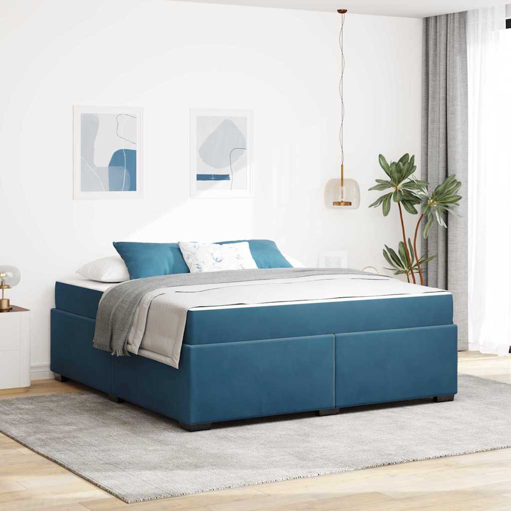 Cadre de lit avec matelas Bleu foncé 180 x 200 cm tissu - XIOS