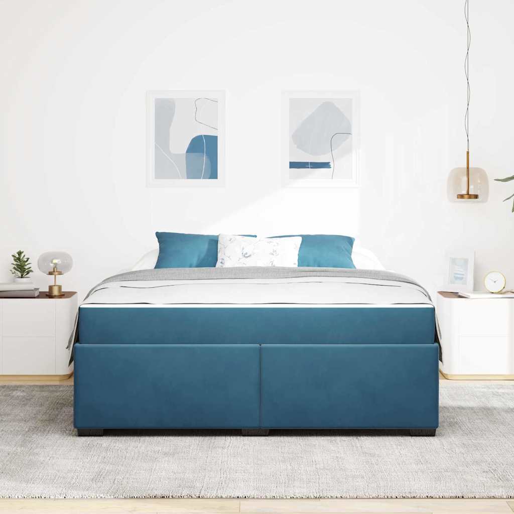 Cadre de lit avec matelas Bleu foncé 180 x 200 cm tissu - XIOS