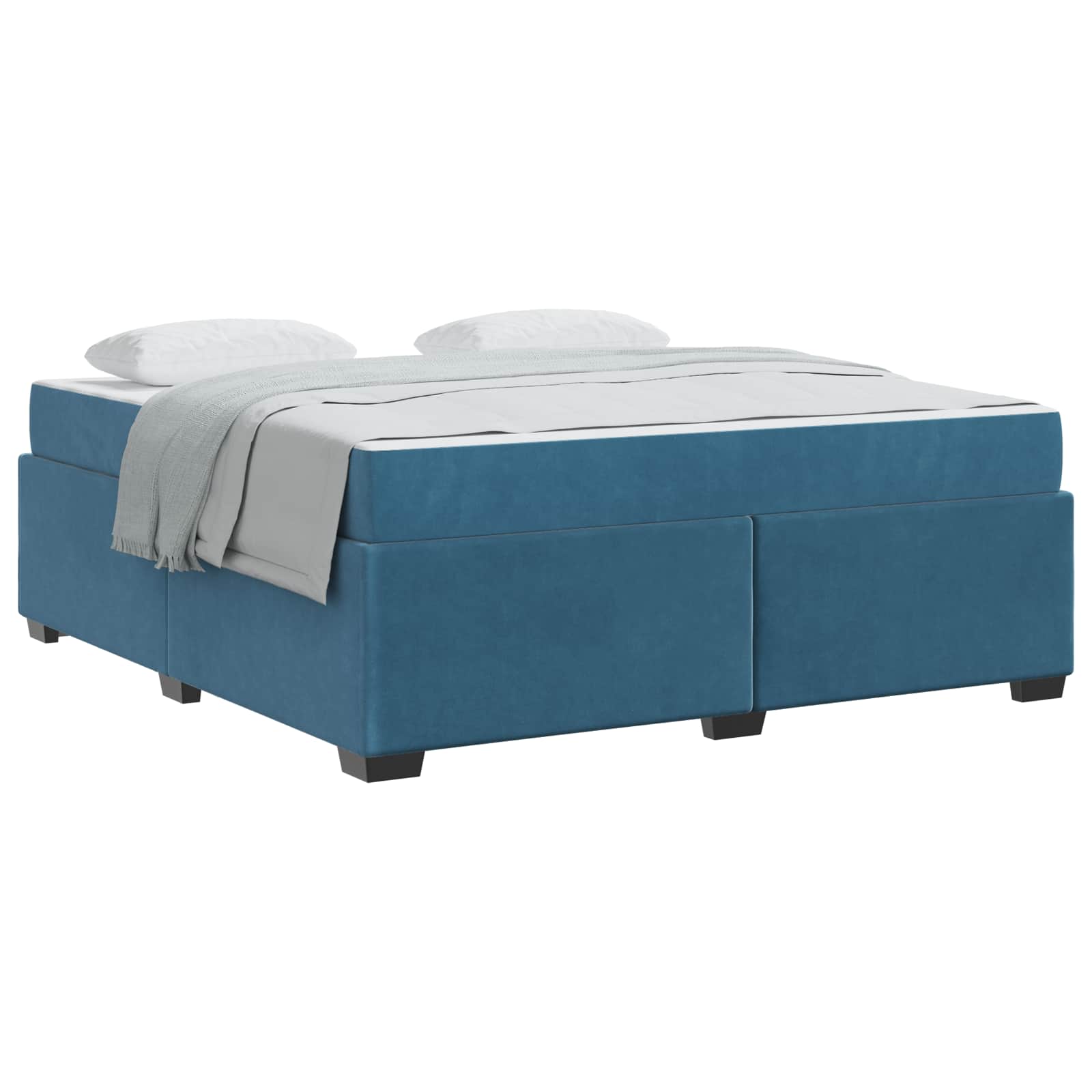 Cadre de lit avec matelas Bleu foncé 180 x 200 cm tissu - XIOS