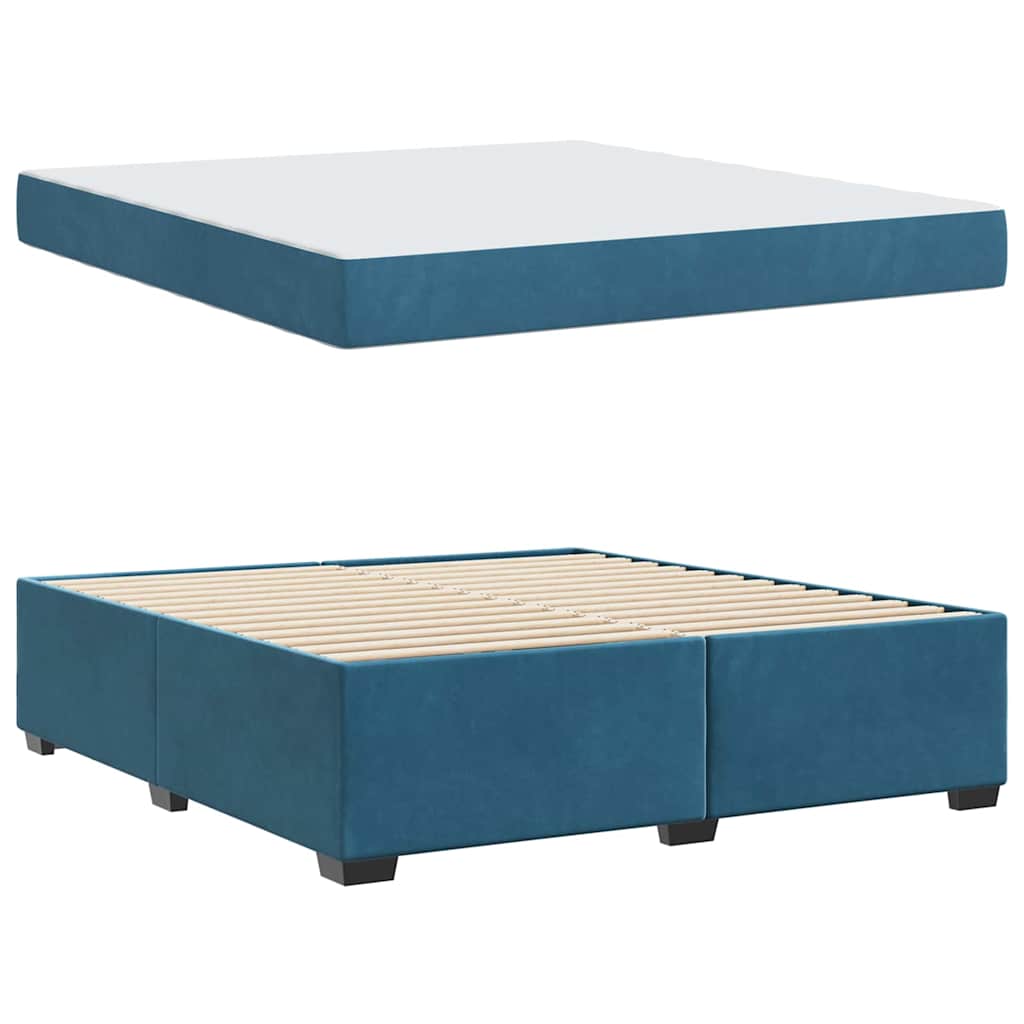 Cadre de lit avec matelas Bleu foncé 180 x 200 cm tissu - XIOS