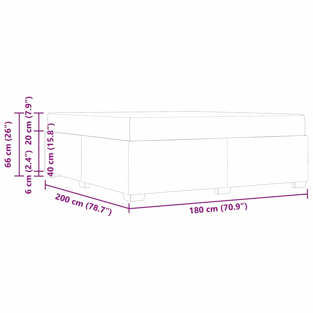 Cadre de lit avec matelas Bleu foncé 180 x 200 cm tissu - XIOS