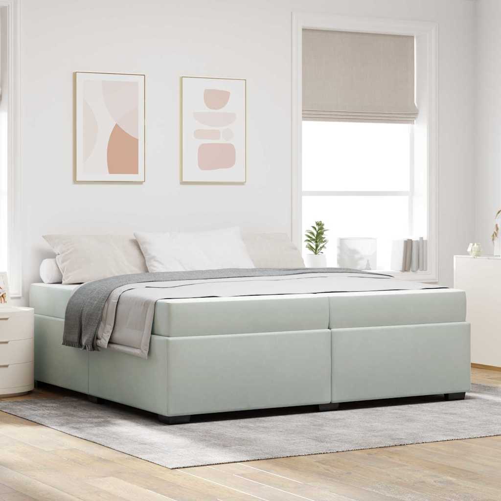 Cadre de lit avec matelas Gris clair 200 x 200 cm tissu - XIOS