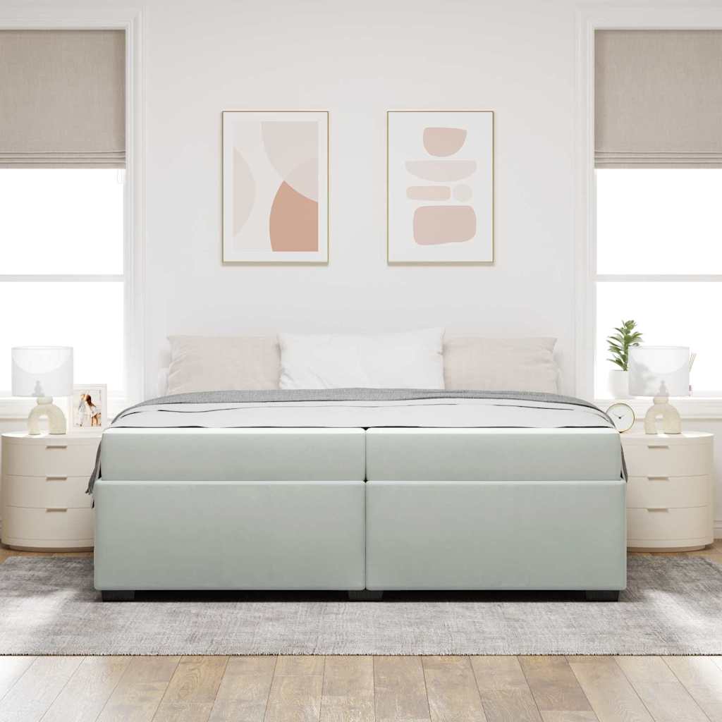 Cadre de lit avec matelas Gris clair 200 x 200 cm tissu
