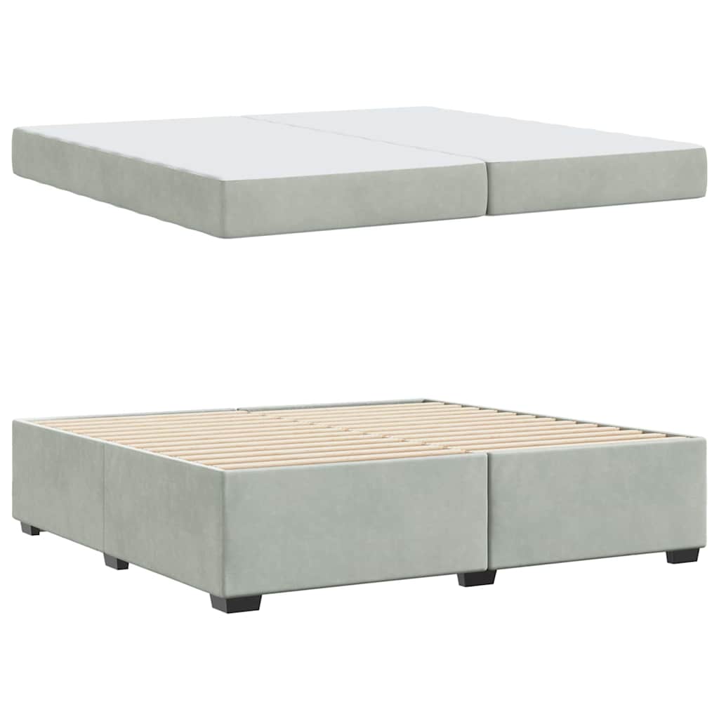 Cadre de lit avec matelas Gris clair 200 x 200 cm tissu - XIOS