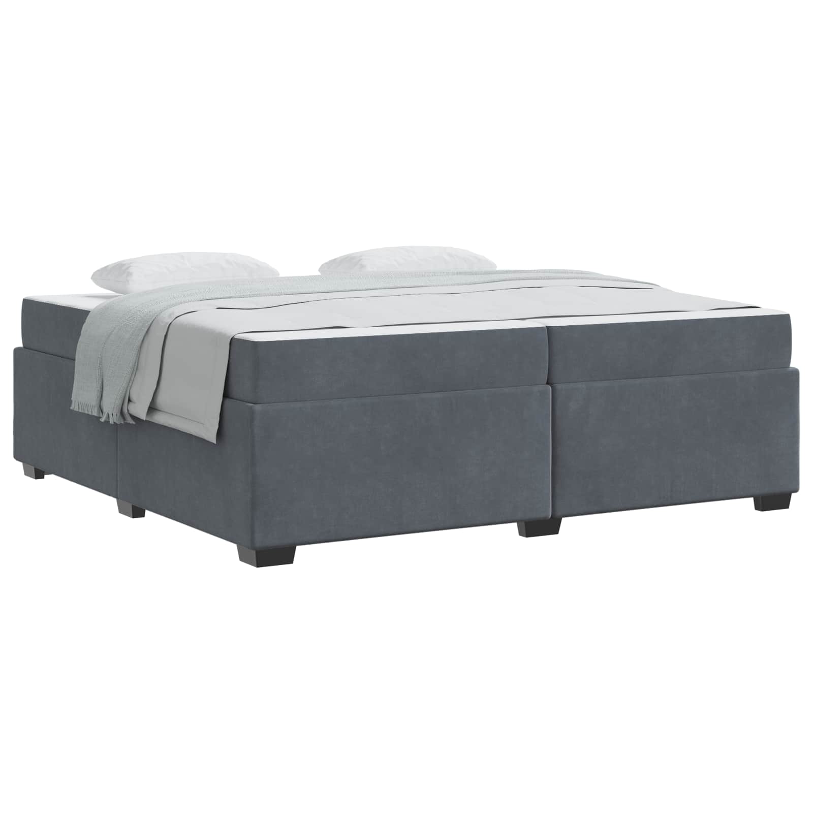 Cadre de lit avec matelas Gris foncé 200 x 200 cm tissu