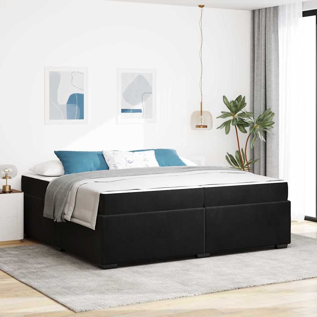 Cadre de lit avec matelas Noir 200 x 200 cm tissu - XIOS