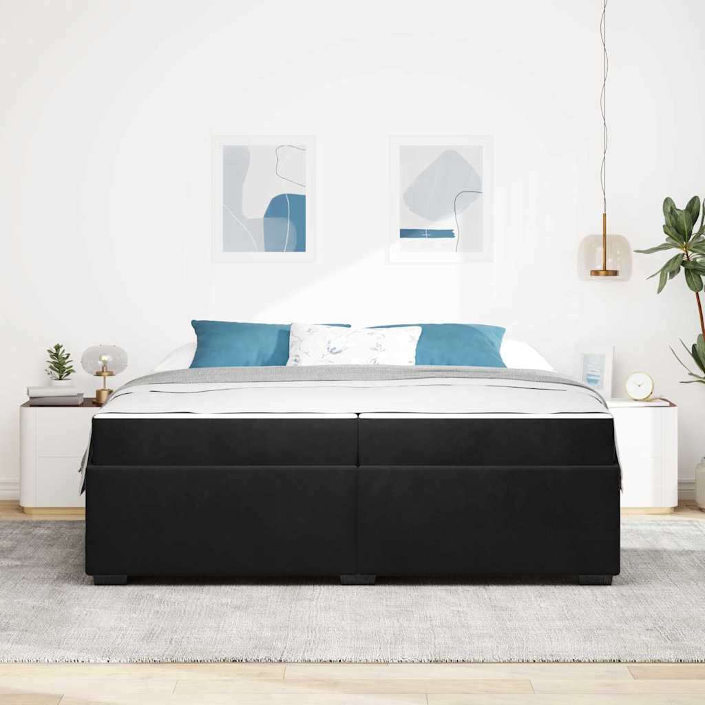 Cadre de lit avec matelas Noir 200 x 200 cm tissu - XIOS