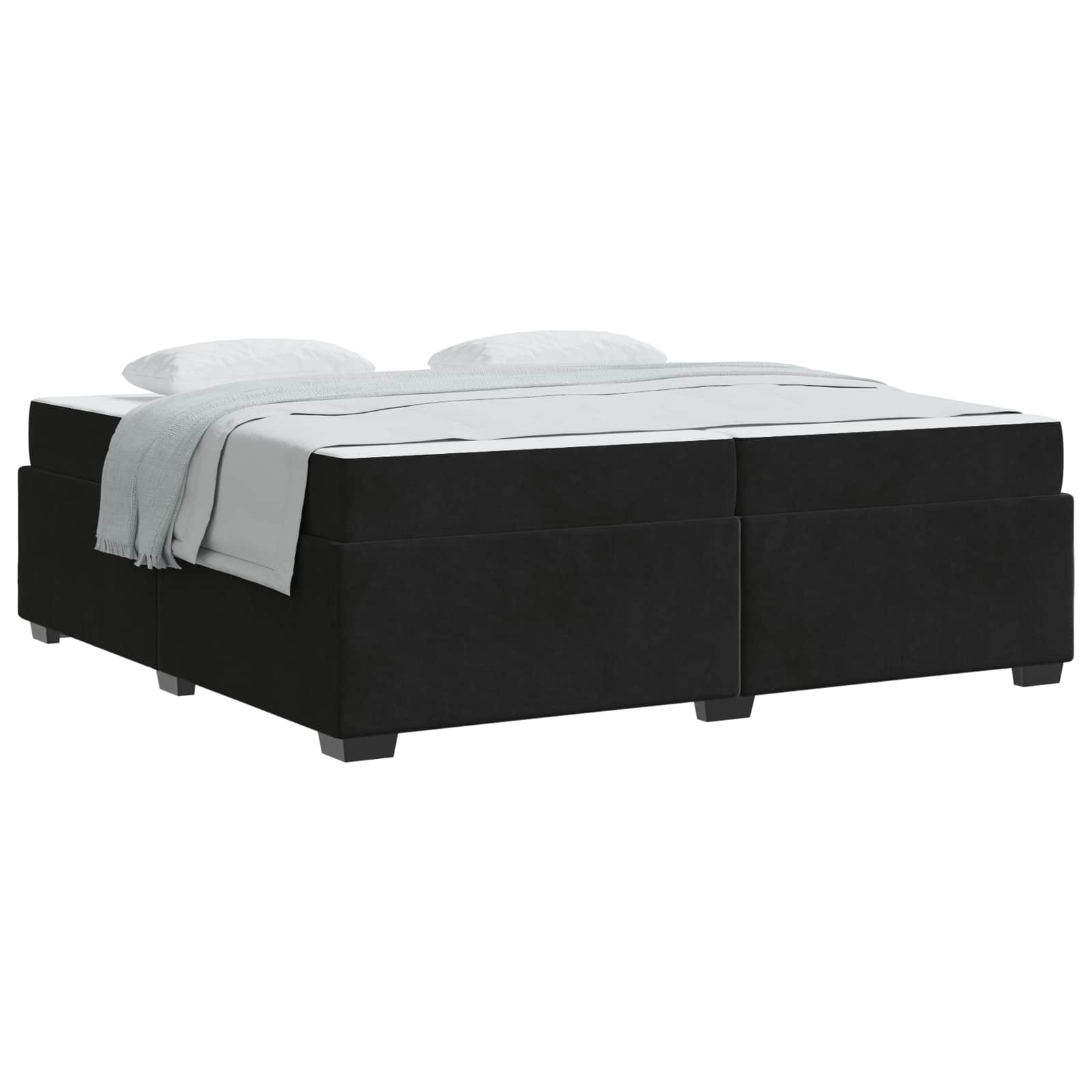 Cadre de lit avec matelas Noir 200 x 200 cm tissu - XIOS