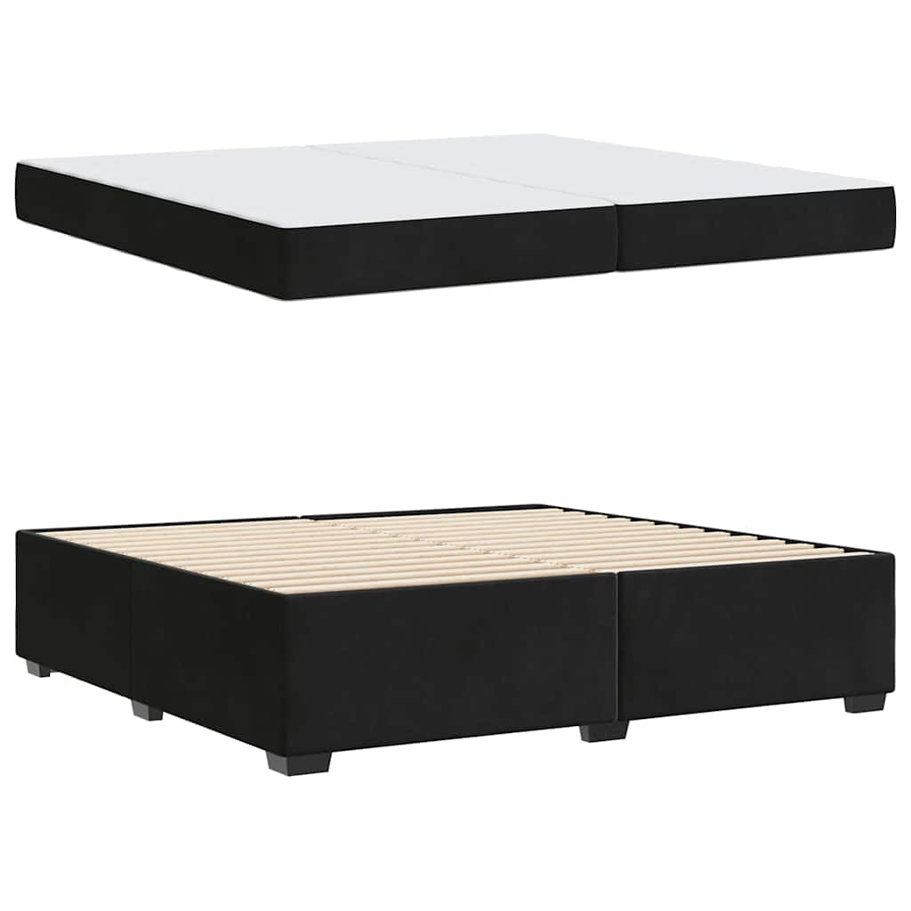 Cadre de lit avec matelas Noir 200 x 200 cm tissu - XIOS