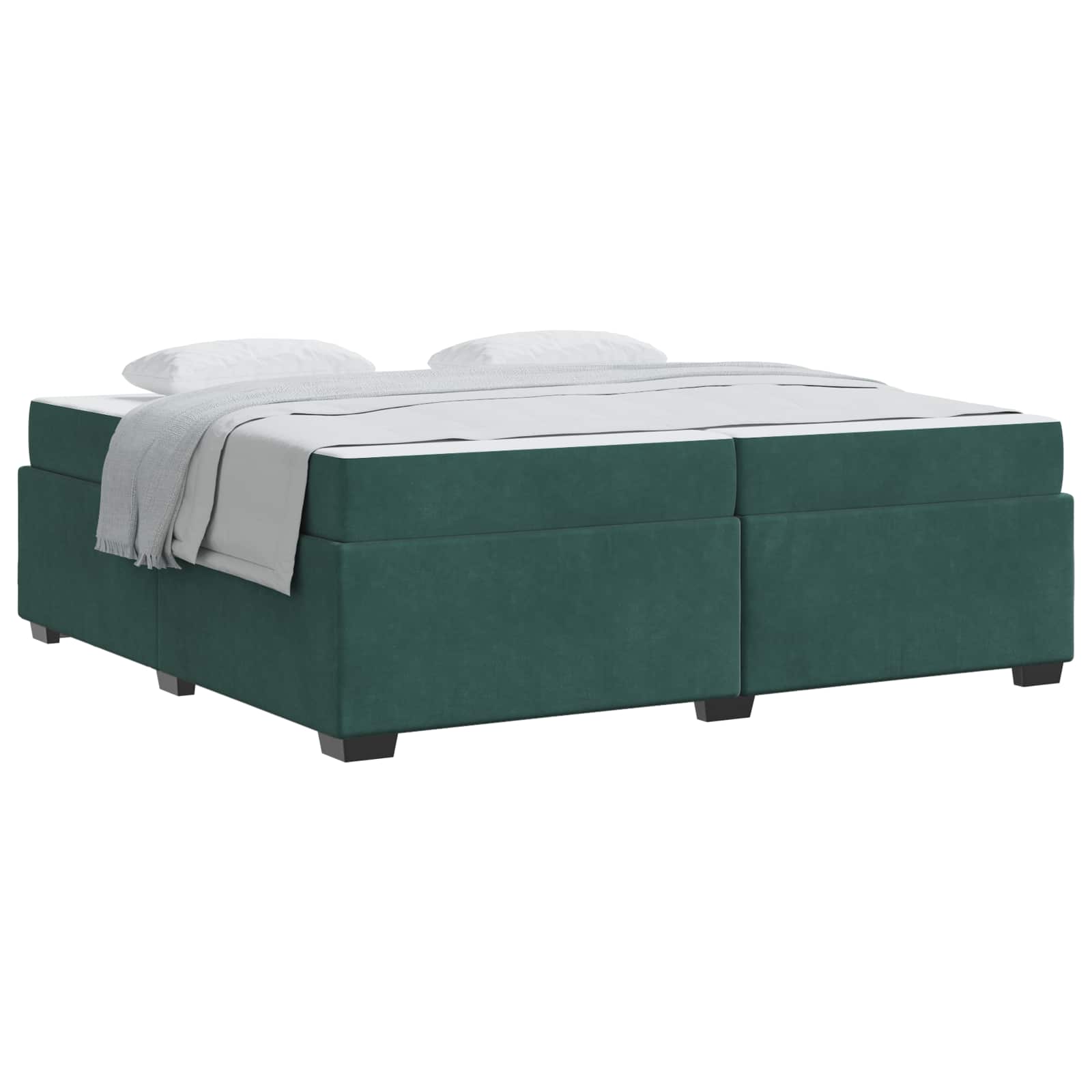 Cadre de lit avec matelas Vert foncé 200 x 200 cm tissu - XIOS