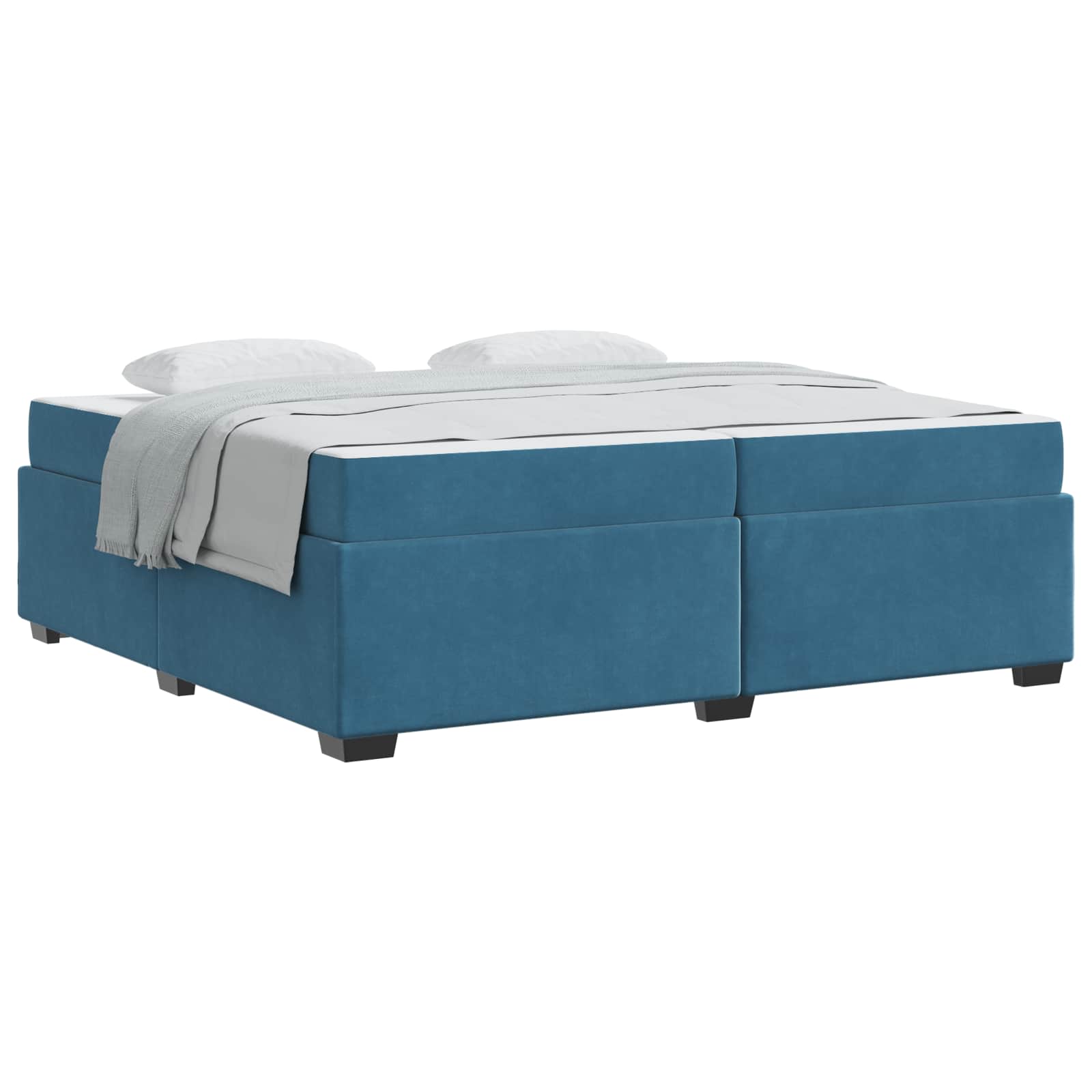 Cadre de lit avec matelas Bleu foncé 200 x 200 cm tissu - XIOS