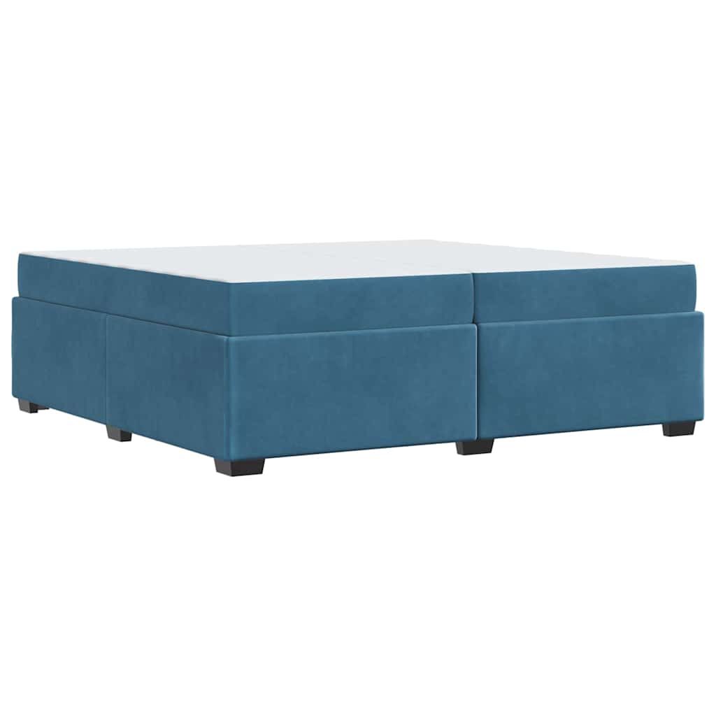 Cadre de lit avec matelas Bleu foncé 200 x 200 cm tissu - XIOS