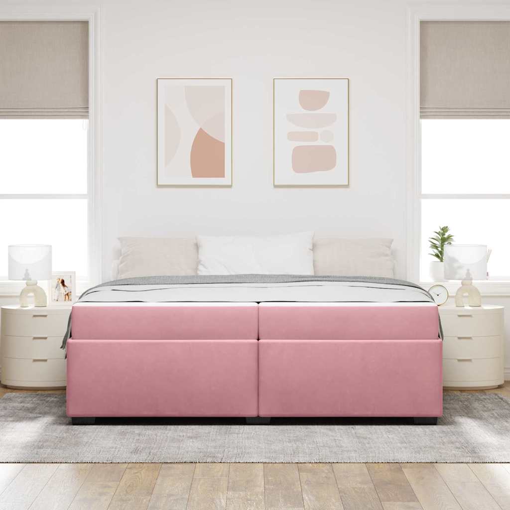 Cadre de lit avec matelas Rose 200 x 200 cm tissu - XIOS
