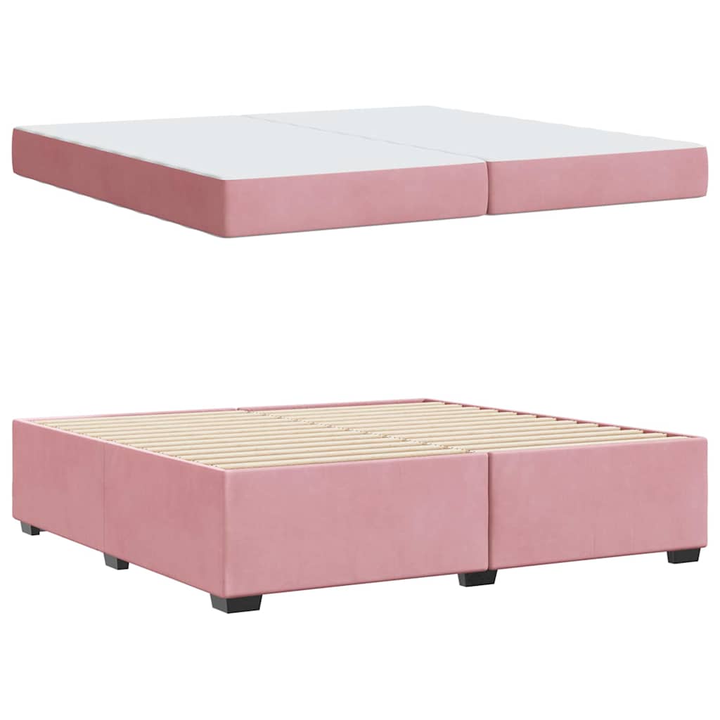 Cadre de lit avec matelas Rose 200 x 200 cm tissu - XIOS