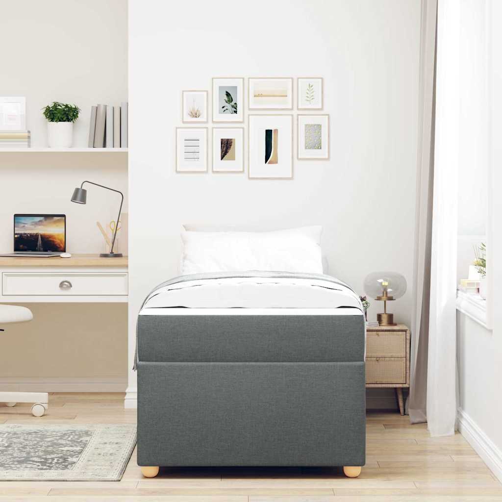 Cadre de lit avec matelas Gris foncé 80 x 200 cm tissu - XIOS