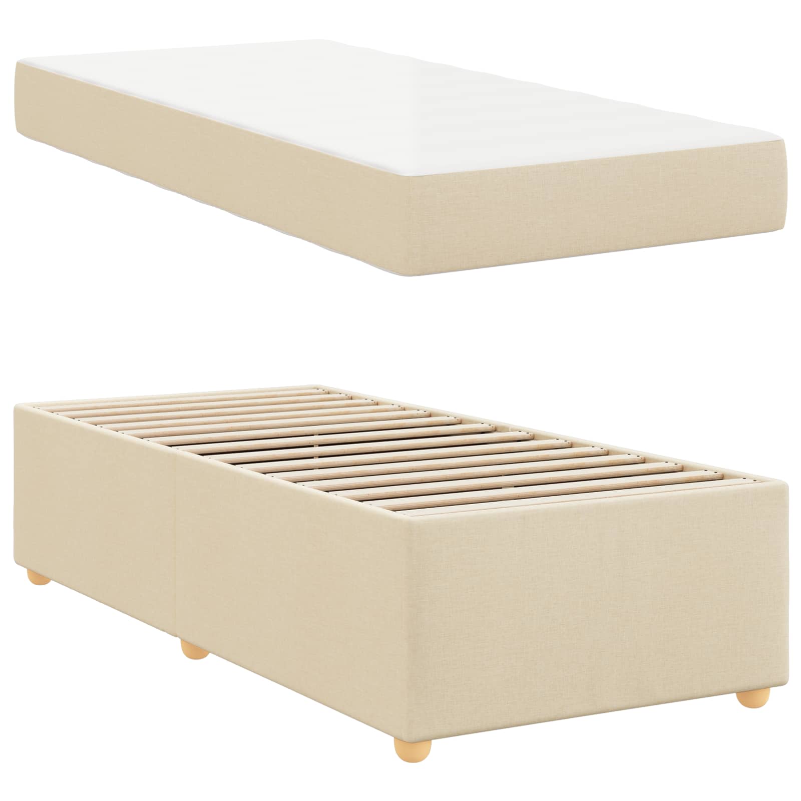 Cadre de lit avec matelas Crème 80 x 200 cm tissu - XIOS