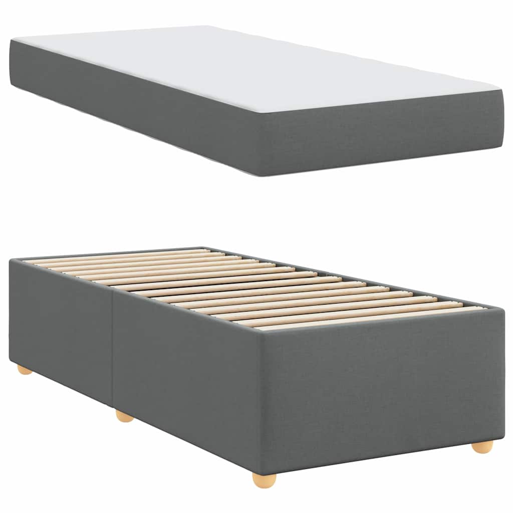 Cadre de lit avec matelas Gris foncé 90 x 190 cm tissu - XIOS