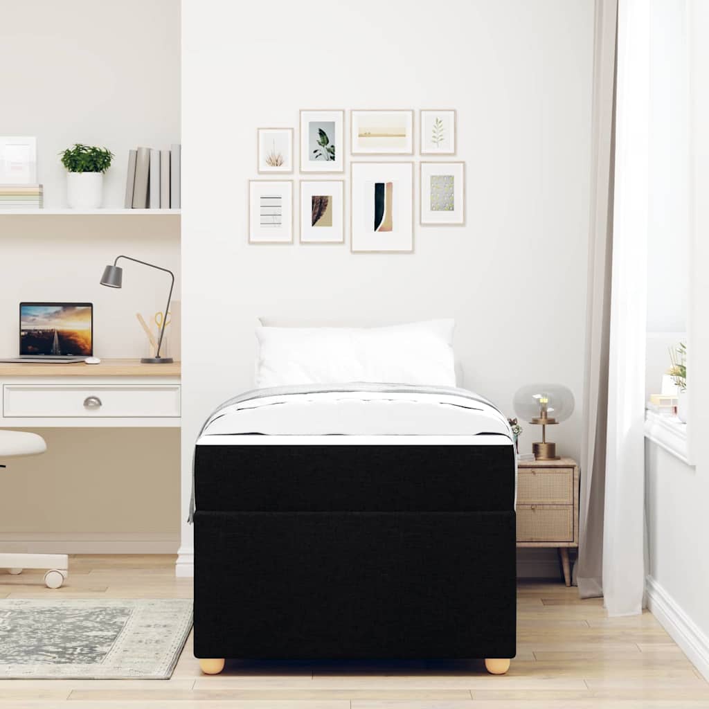 Cadre de lit avec matelas Noir 90 x 190 cm tissu - XIOS
