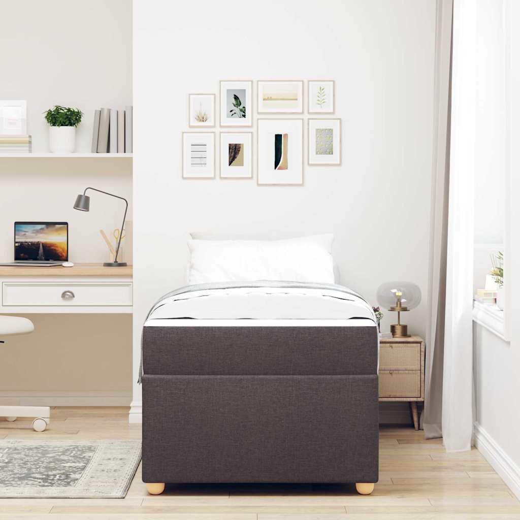 Cadre de lit avec matelas Marron foncé 90 x 190 cm tissu - XIOS