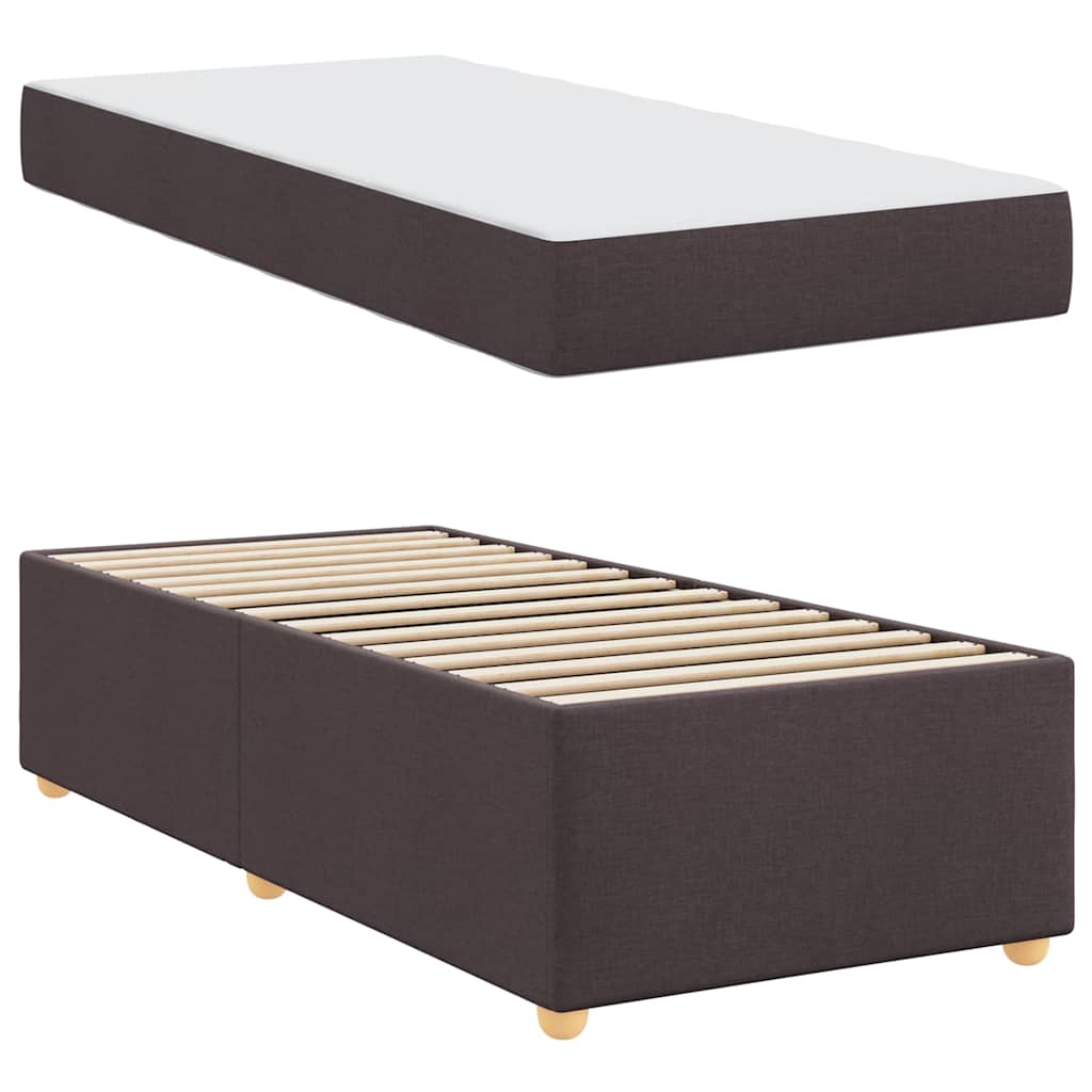 Cadre de lit avec matelas Marron foncé 90 x 190 cm tissu - XIOS