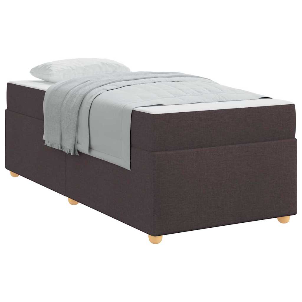 Cadre de lit avec matelas Marron foncé 90 x 190 cm tissu - XIOS