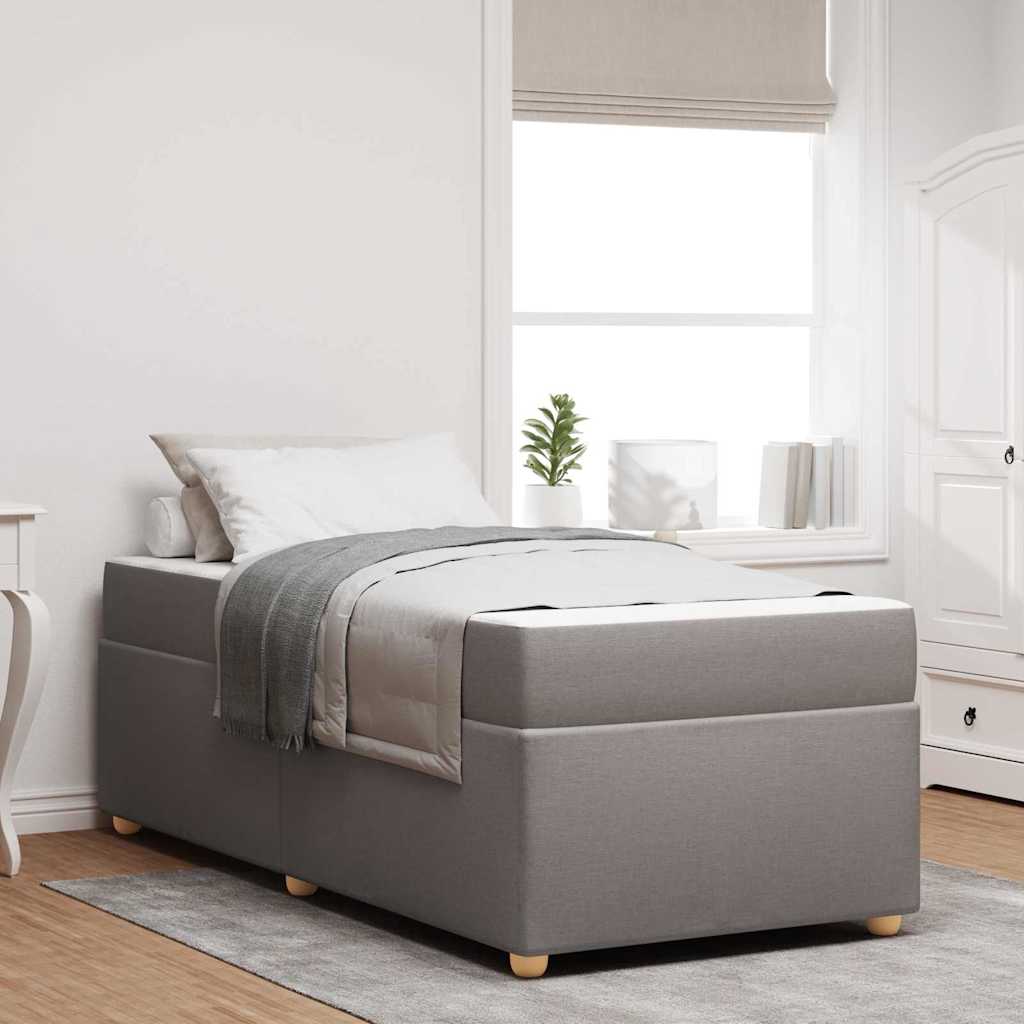 Cadre de lit avec matelas Taupe 90 x 190 cm tissu - XIOS