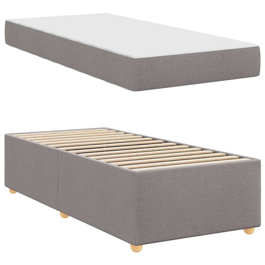 Cadre de lit avec matelas Taupe 90 x 190 cm tissu - XIOS