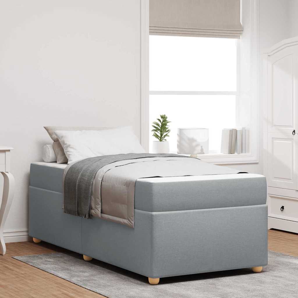 Cadre de lit avec matelas Gris clair 90 x 200 cm tissu - XIOS