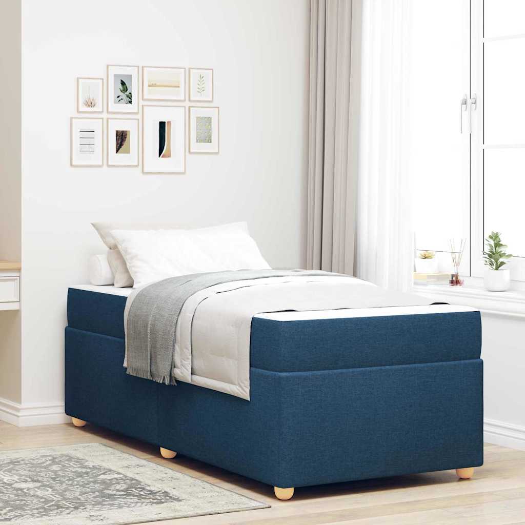 Cadre de lit avec matelas Bleu 90 x 200 cm tissu - XIOS