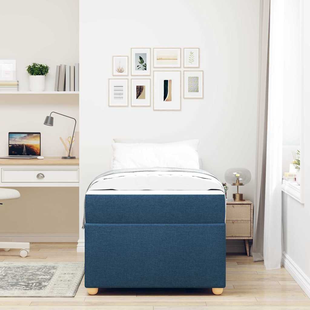 Cadre de lit avec matelas Bleu 90 x 200 cm tissu - XIOS