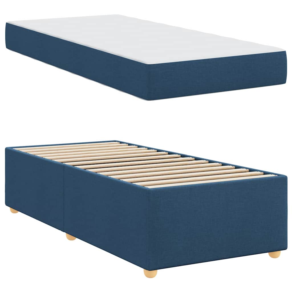 Cadre de lit avec matelas Bleu 90 x 200 cm tissu - XIOS