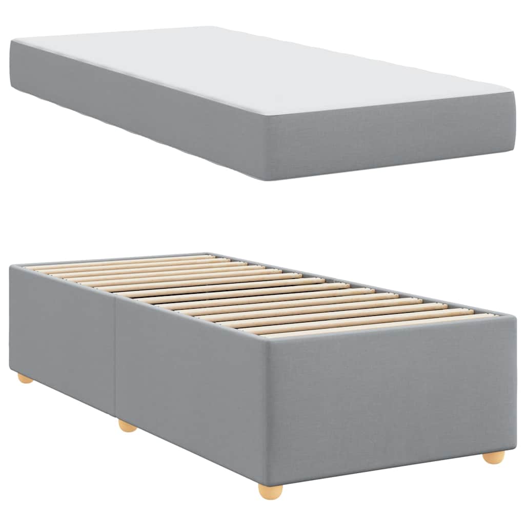 Cadre de lit avec matelas Gris clair 100 x 200 cm tissu - XIOS