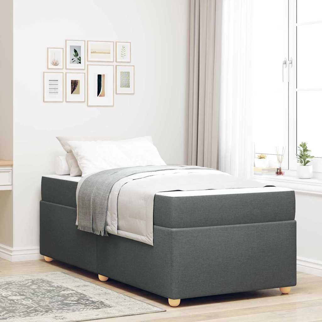 Cadre de lit avec matelas Gris foncé 100 x 200 cm tissu - XIOS