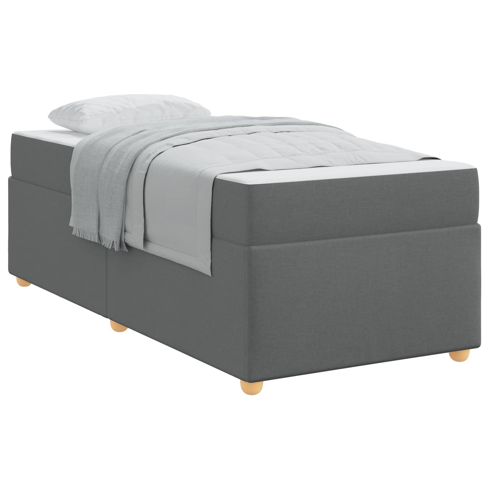 Cadre de lit avec matelas Gris foncé 100 x 200 cm tissu - XIOS