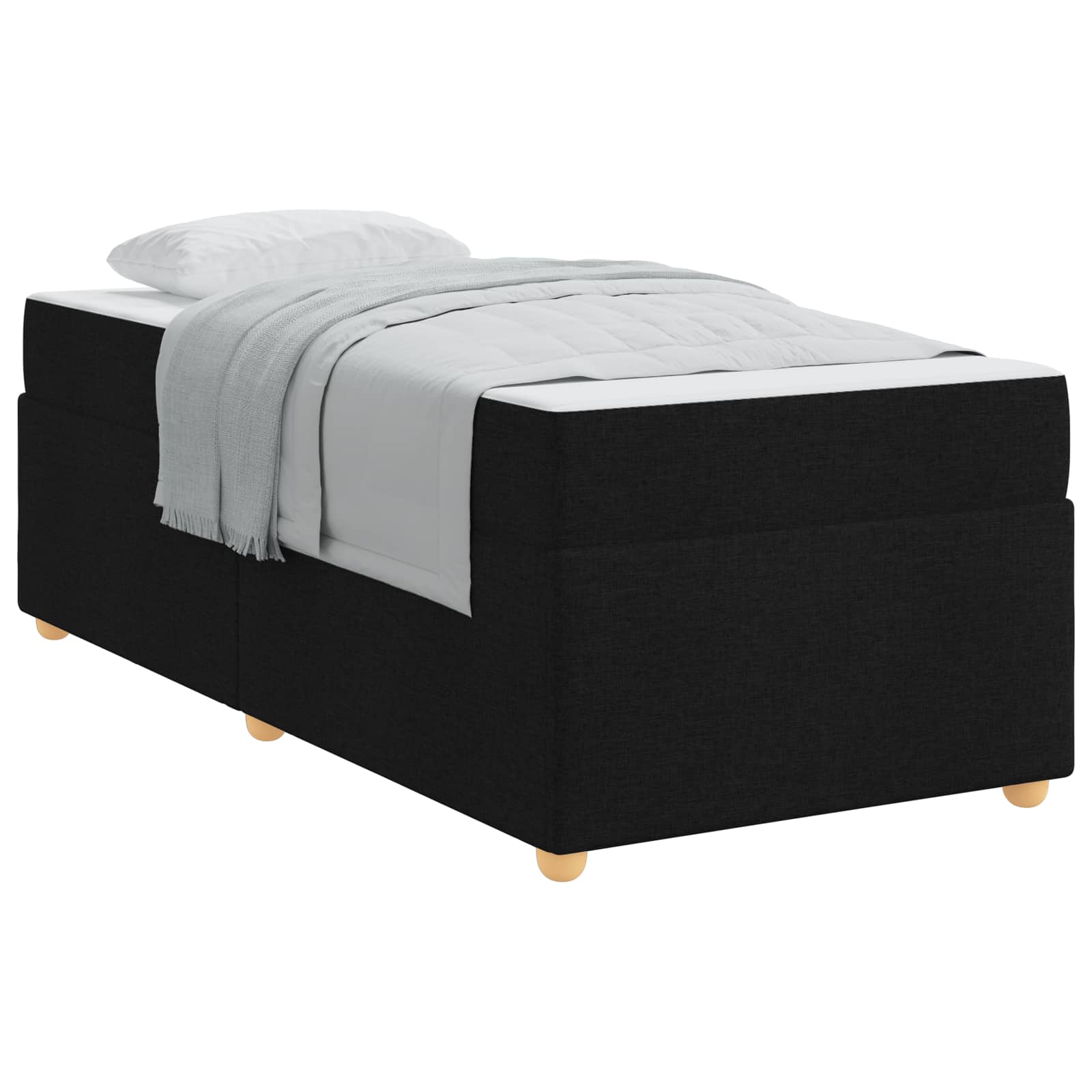 Cadre de lit avec matelas Noir 100 x 200 cm tissu - XIOS