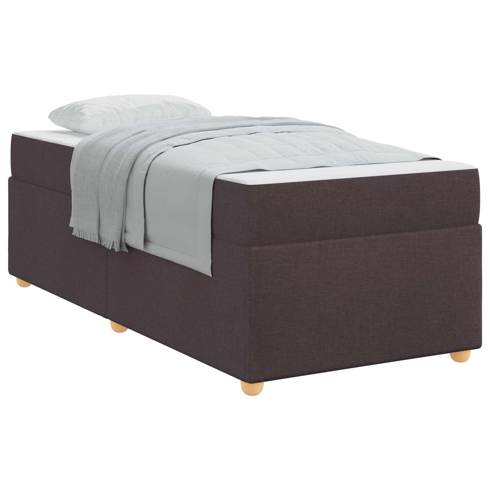 Cadre de lit avec matelas Marron foncé 100 x 200 cm tissu - XIOS