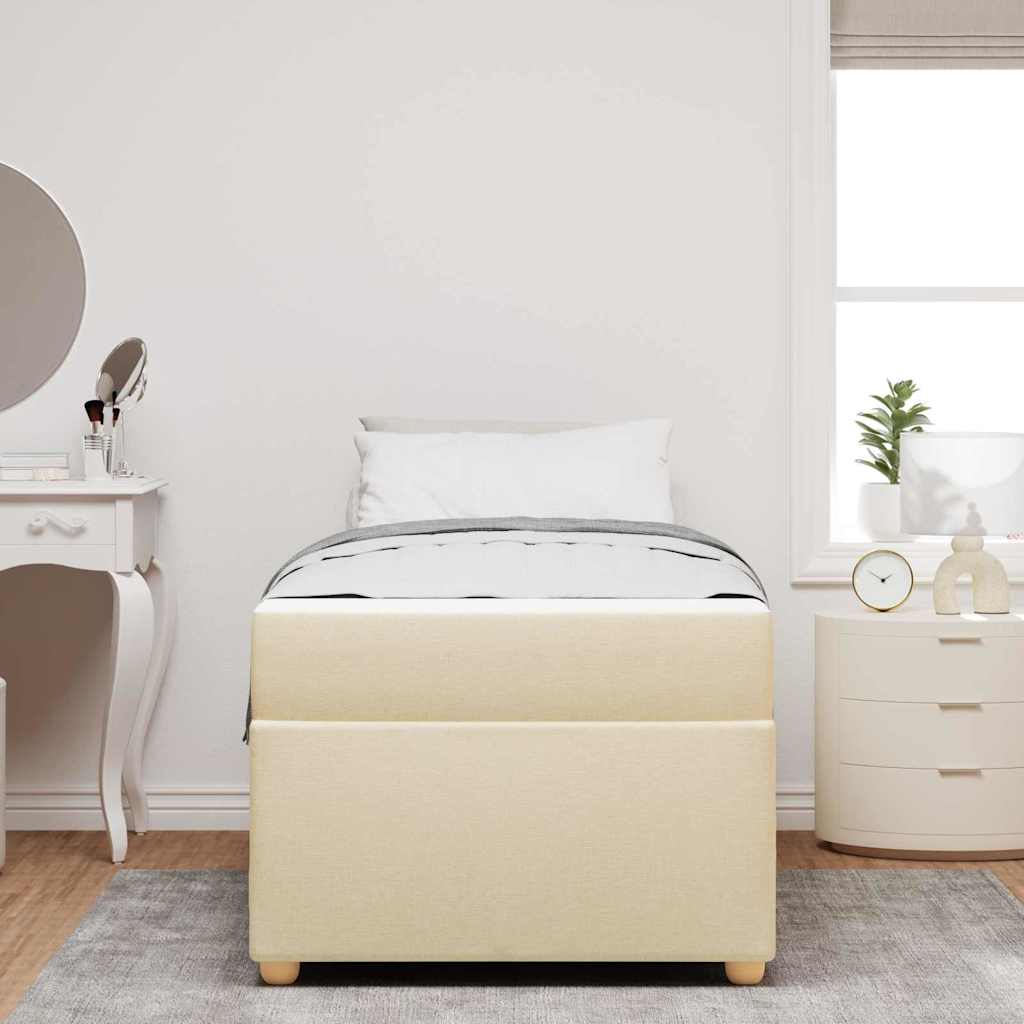 Cadre de lit avec matelas Crème 100 x 200 cm tissu - XIOS