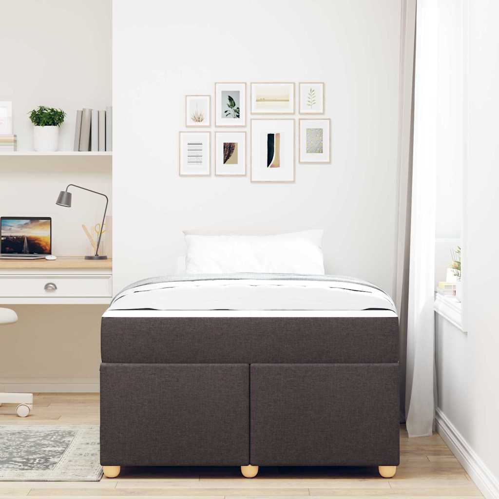 Cadre de lit avec matelas Marron foncé 120 x 190 cm tissu - XIOS