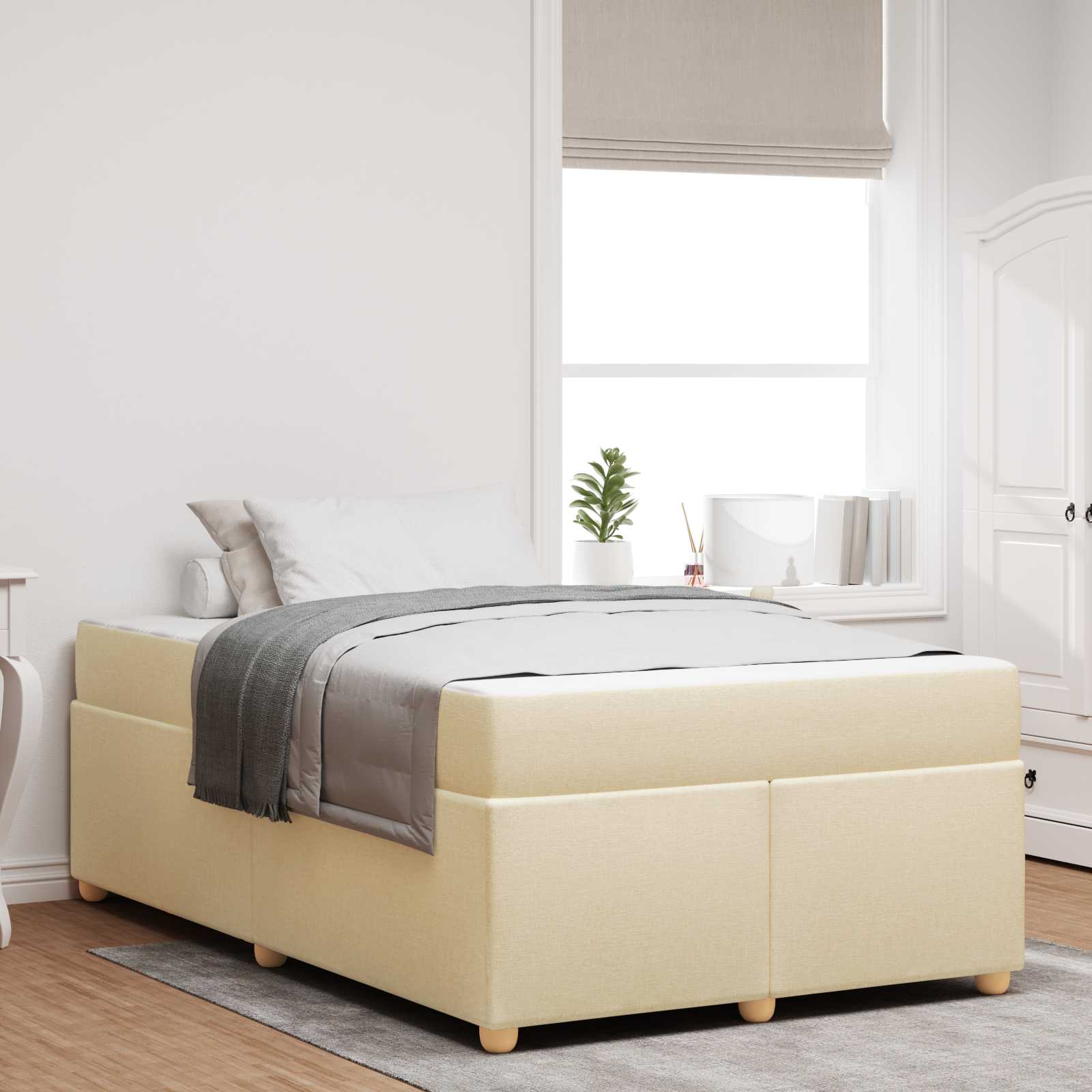 Cadre de lit avec matelas Crème 120 x 190 cm tissu - XIOS