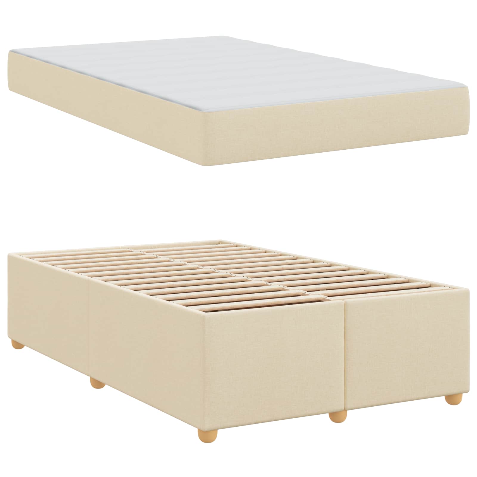 Cadre de lit avec matelas Crème 120 x 190 cm tissu - XIOS