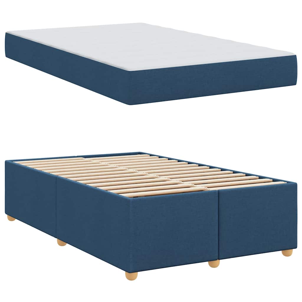 Cadre de lit avec matelas Bleu 120 x 190 cm tissu - XIOS