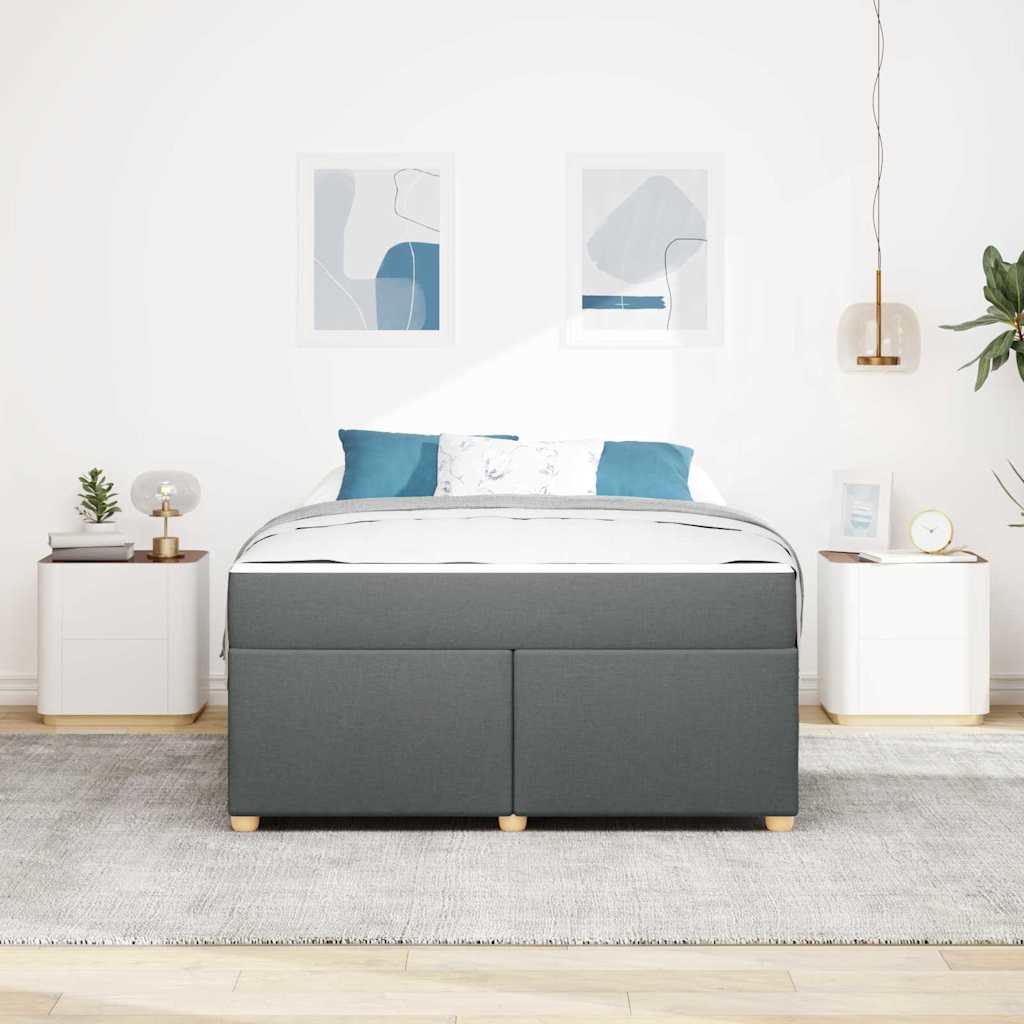 Cadre de lit avec matelas Gris foncé 140 x 200 cm tissu - XIOS