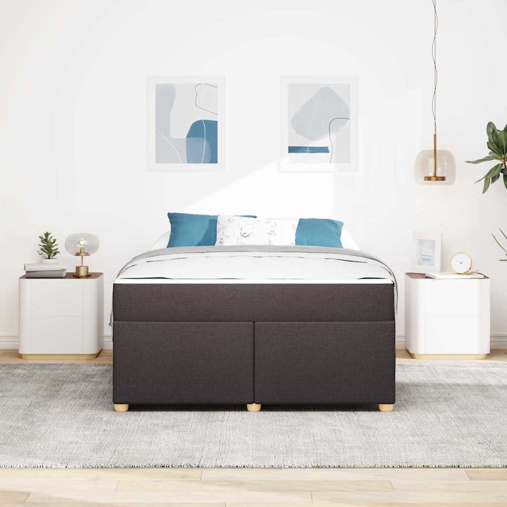 Cadre de lit avec matelas Marron foncé 140 x 200 cm tissu - XIOS