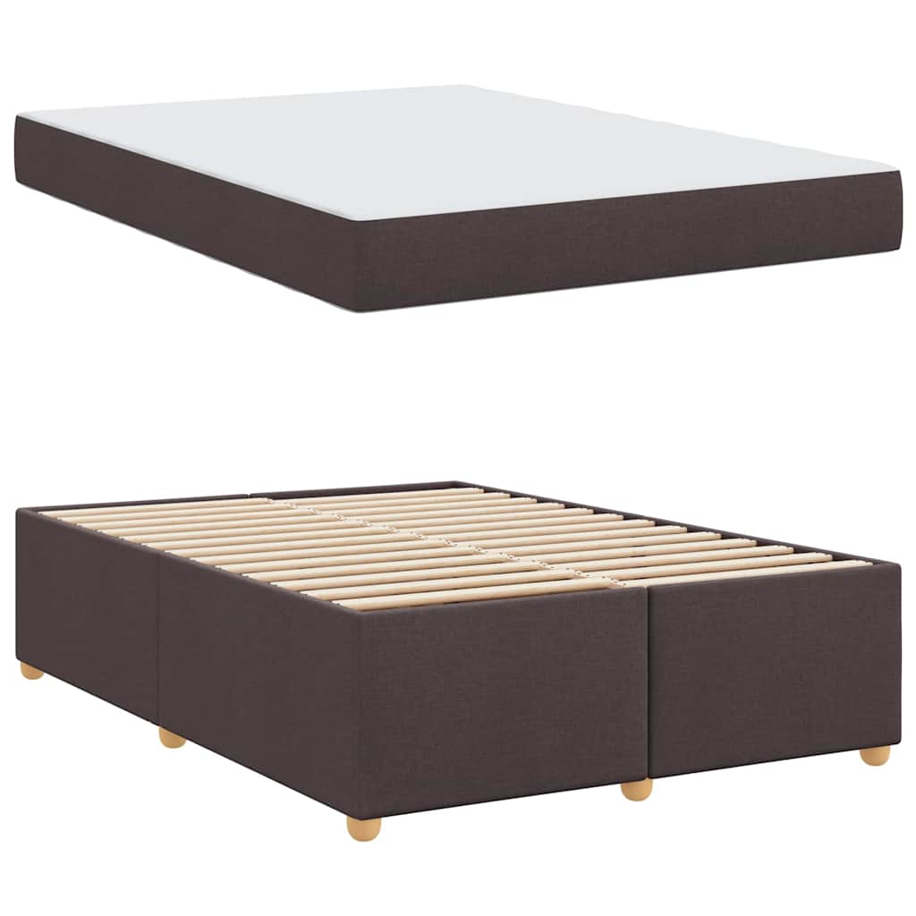 Cadre de lit avec matelas Marron foncé 140 x 200 cm tissu - XIOS