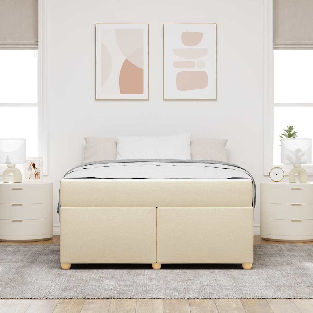 Cadre de lit avec matelas Crème 140 x 200 cm tissu - XIOS